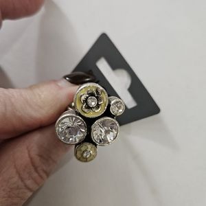 Pilgrim cream and crystal floral cocktail ring, 6. NWT.